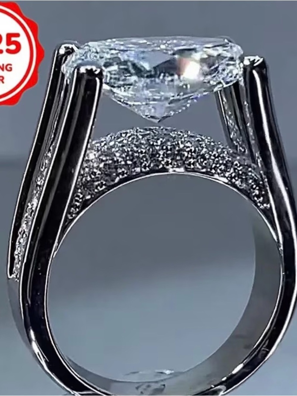 Bling bling ring Sterling Silver Clear Stone Solitaire Ring - Women's Jewelry
